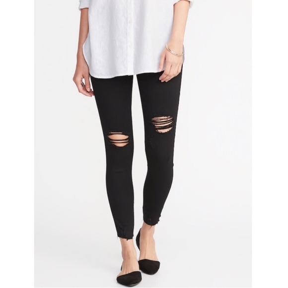 distressed rockstar jeggings black